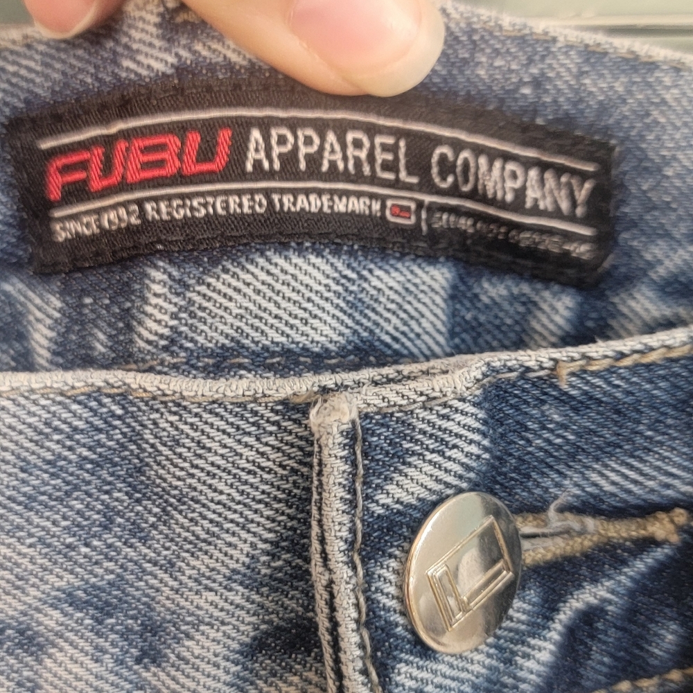 Vintage Fubu Y2k 90s Distressed Cargo Mens Streetwear Jeans Size 33/34 - Picture 14 of 15